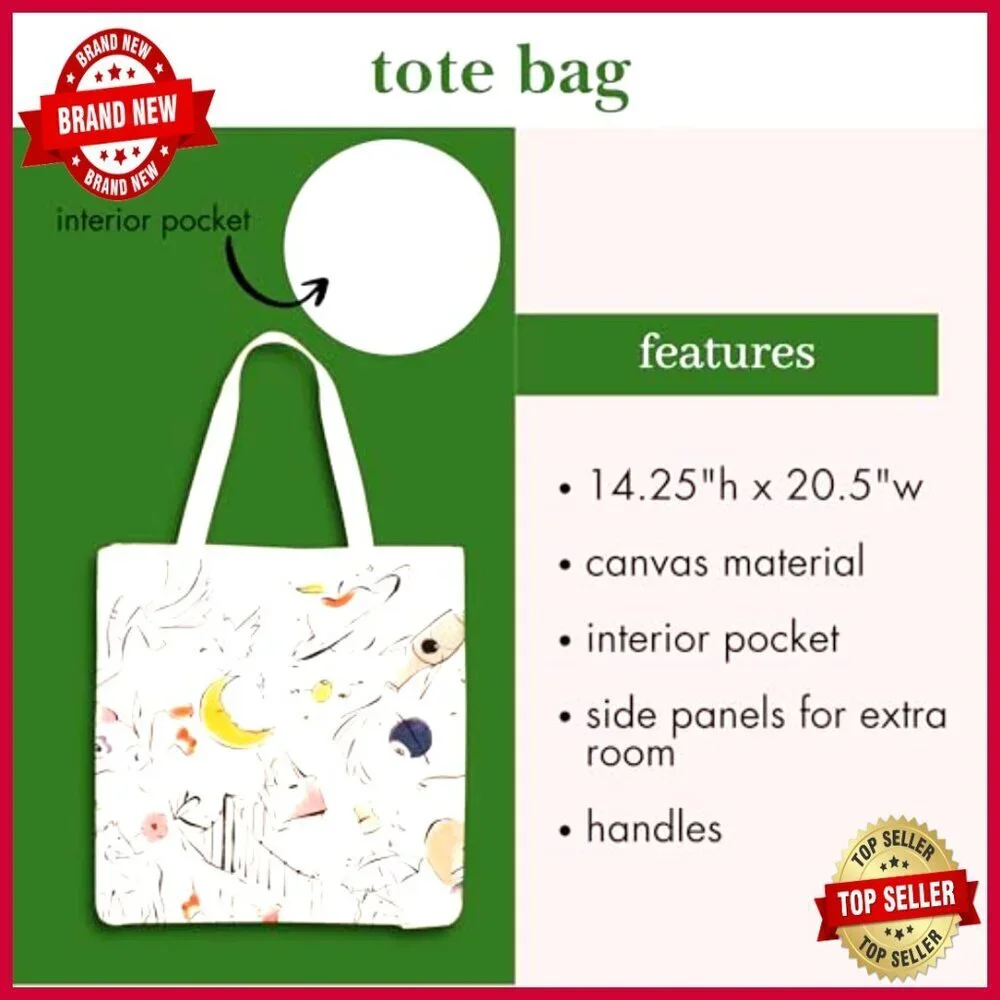 Canvas Tote Bag with Pocket, Durable Shoulder Bag for Work or Beach